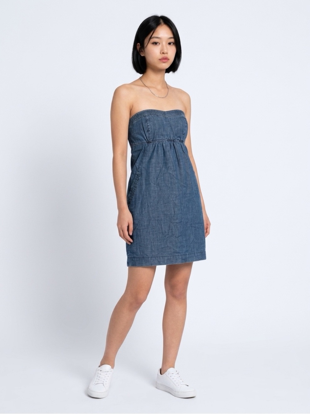 American Eagle Outfitters Strapless Denim Sundress in Blue